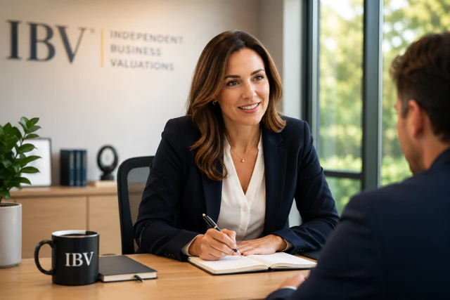 Business owner discussing a valuation report with an independent valuer