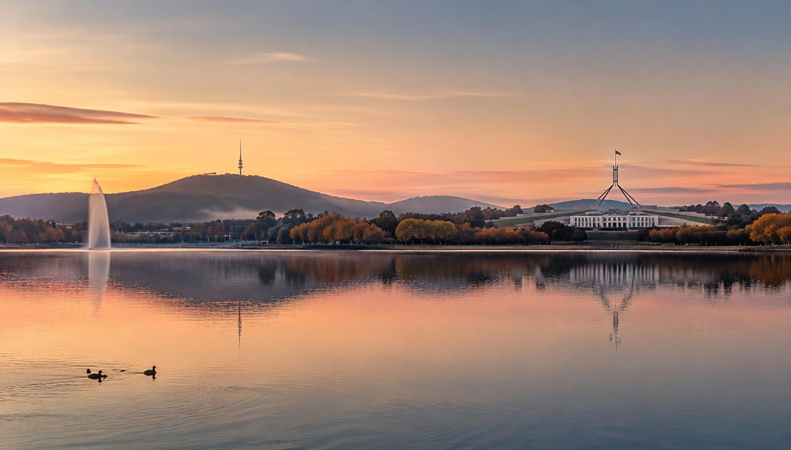 Canberra, Lake Burley Griffin and Parliament House — illustrative city image