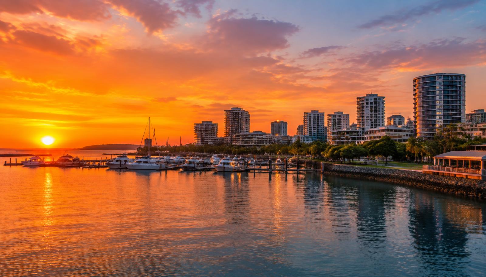Darwin waterfront at sunset — illustrative city image