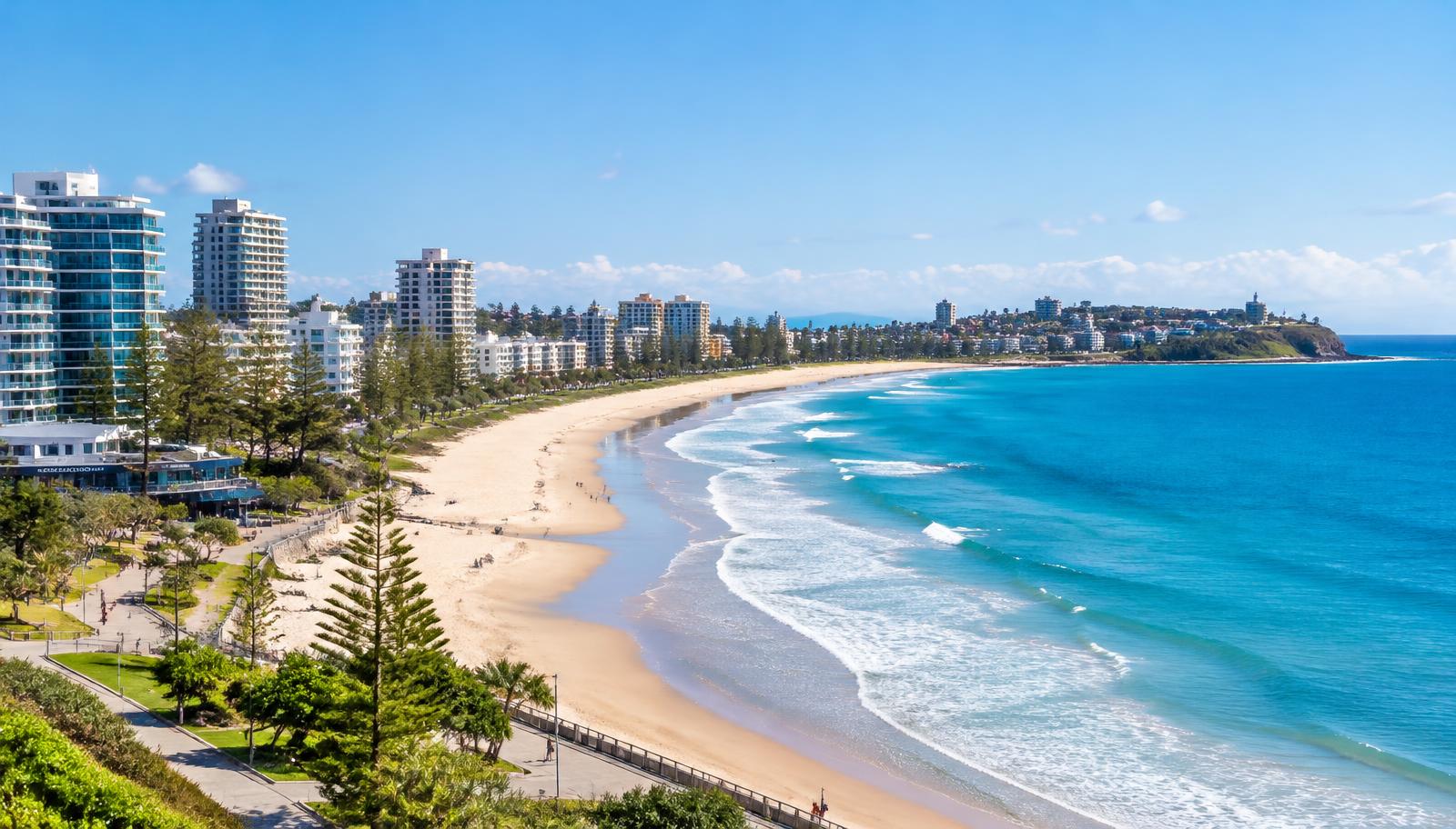 Sunshine Coast beach and esplanade, Queensland — illustrative city image
